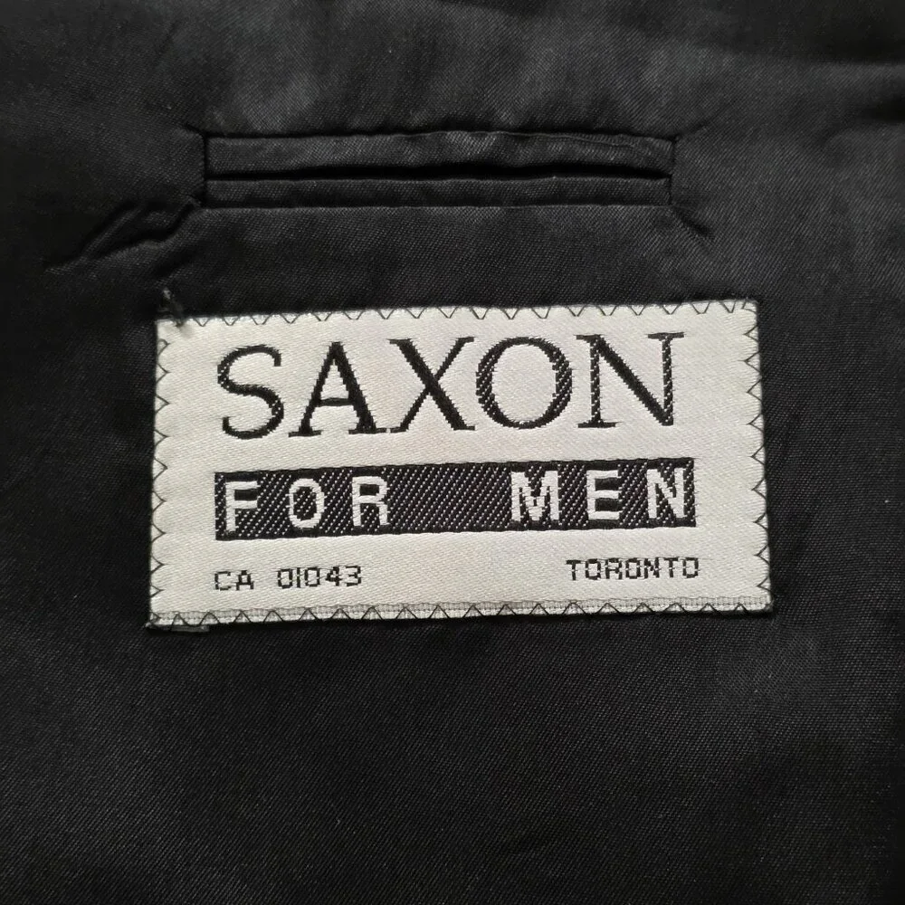 Saxon Cashmere Blazer Men US 50 Sport Coat Blck Lined Union Made 3B Ventless VTG